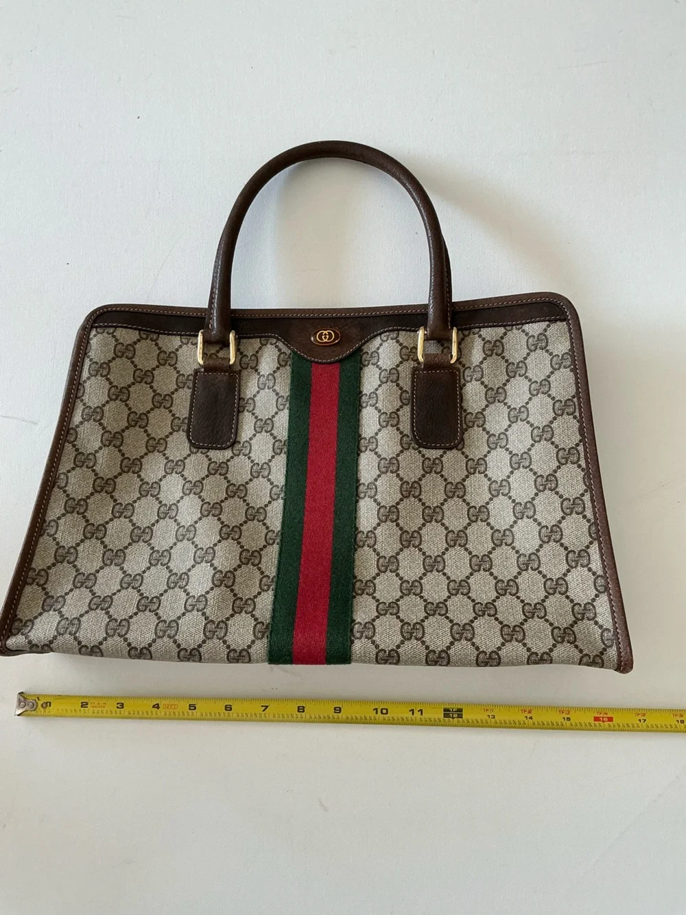 Vintage Gucci GG Supreme Web Stripe Briefcase Business Bag